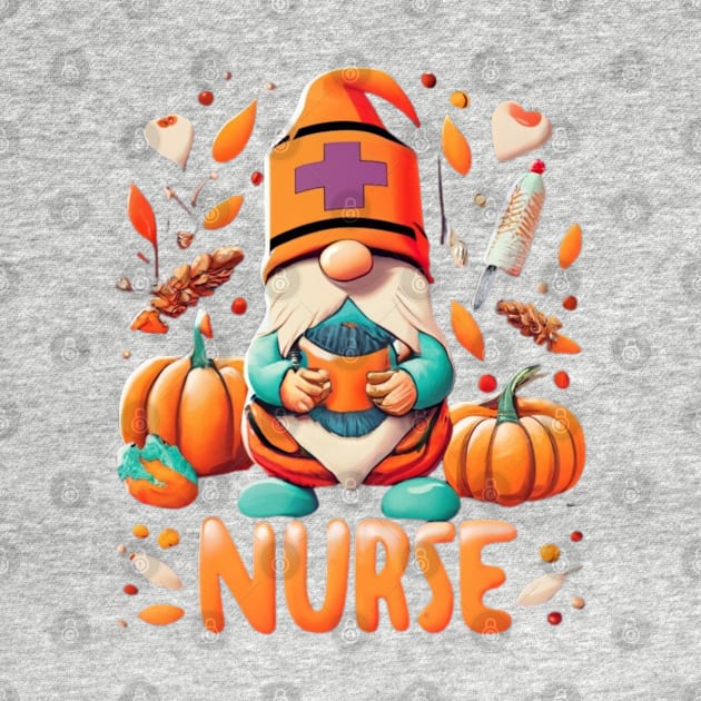 Thanksgiving Nurse Gnomes Fall Scrub Top Autumn RN Women by click2print